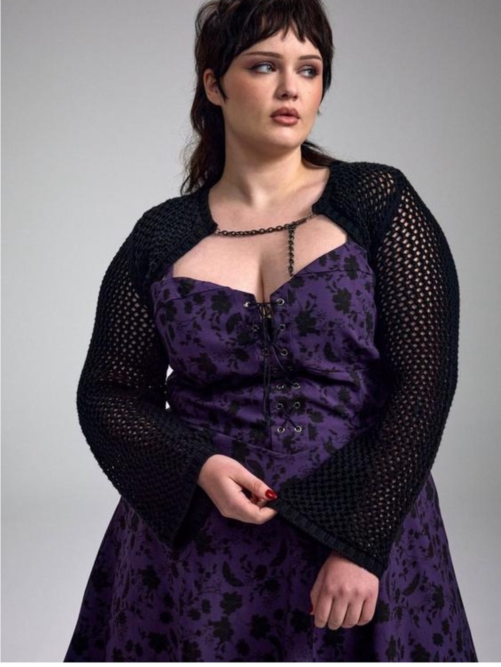 Torrid Nightfall Chain Knit Bolero Shrug Crop Cardigan